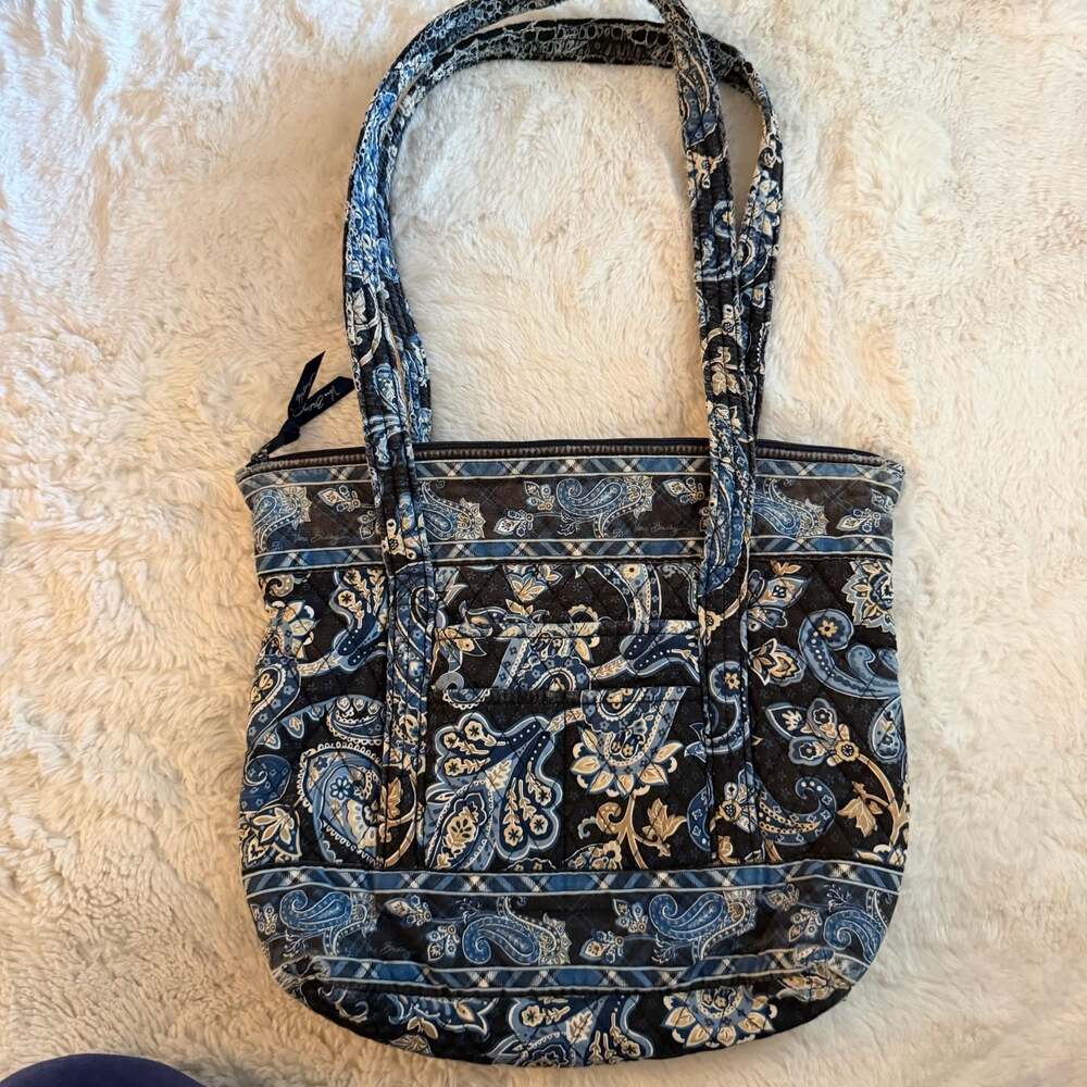 Vera Bradley Windsor Navy Quilted Paisley Tote Bag